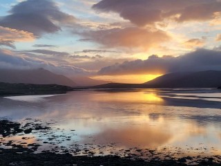 Sunset among the mountains and lochs