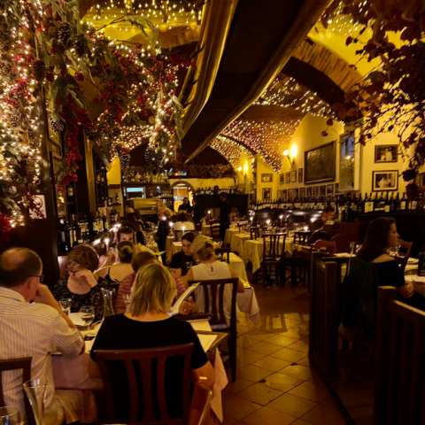 La Giostra Restaurant with Twinkling Lights on Ceiling