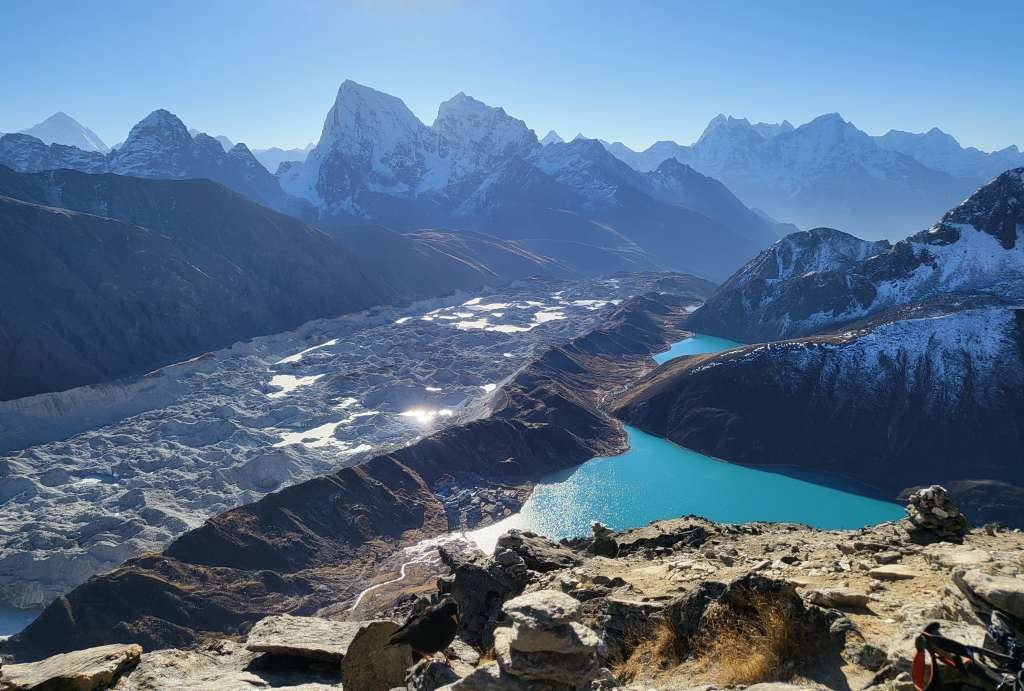View of mountains and a glacier.