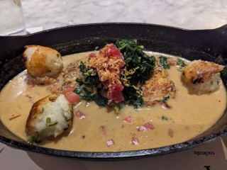 Baked drum fish casserole with potatoes and escarole - gluten and dairy free