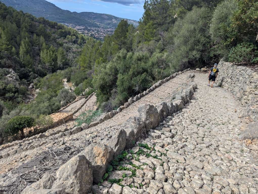 Switchback hiking trail made of stone